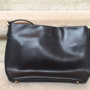 Monsac black leather shoulder handbag